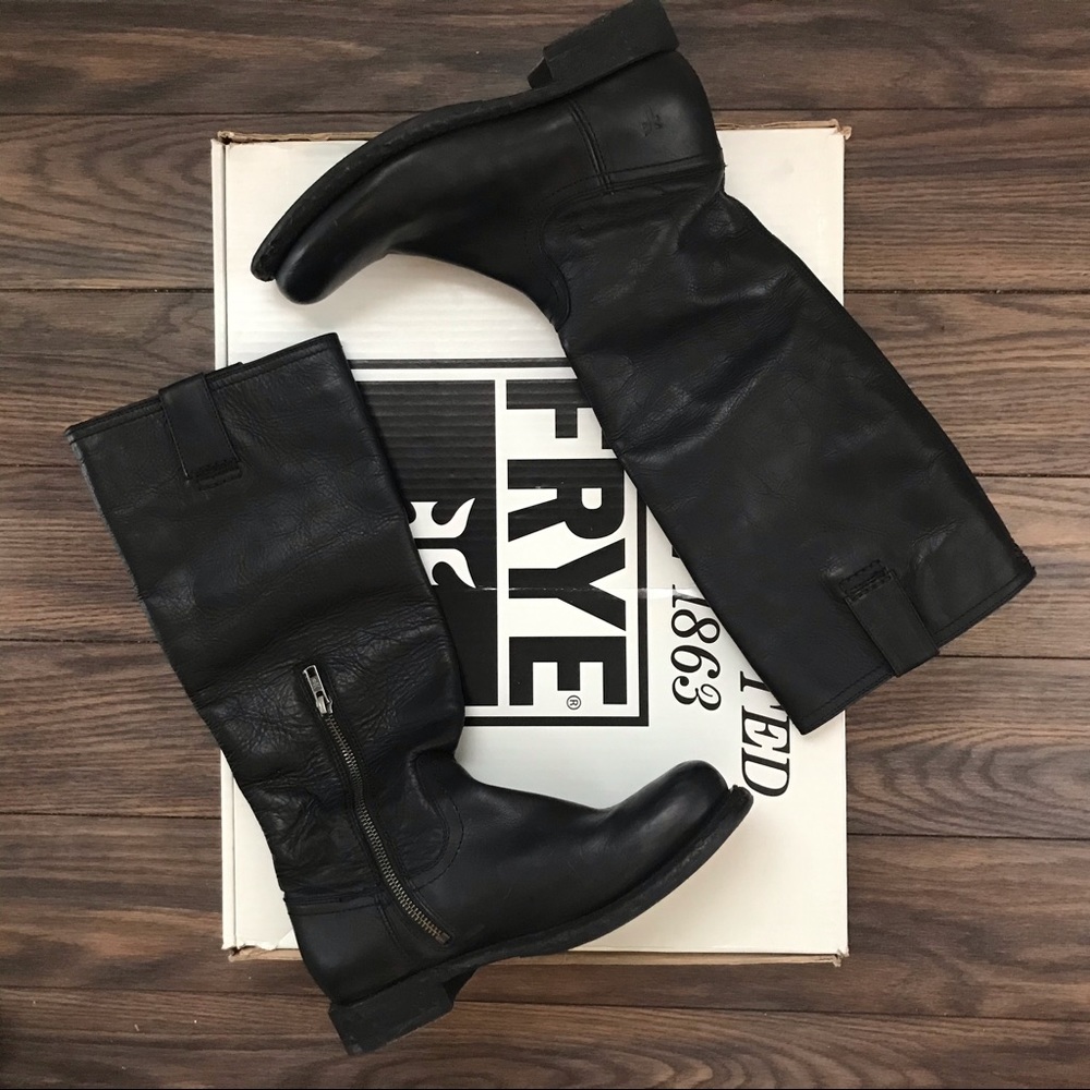 Frye slim-calf half-zip riding boot 8.5